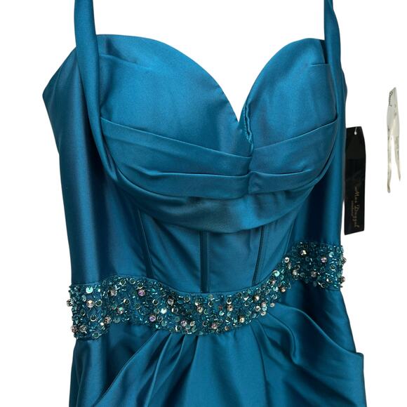 NWT Mac Duggal Teal Halter Open Back Dress Size 6 - Picture 4 of 10